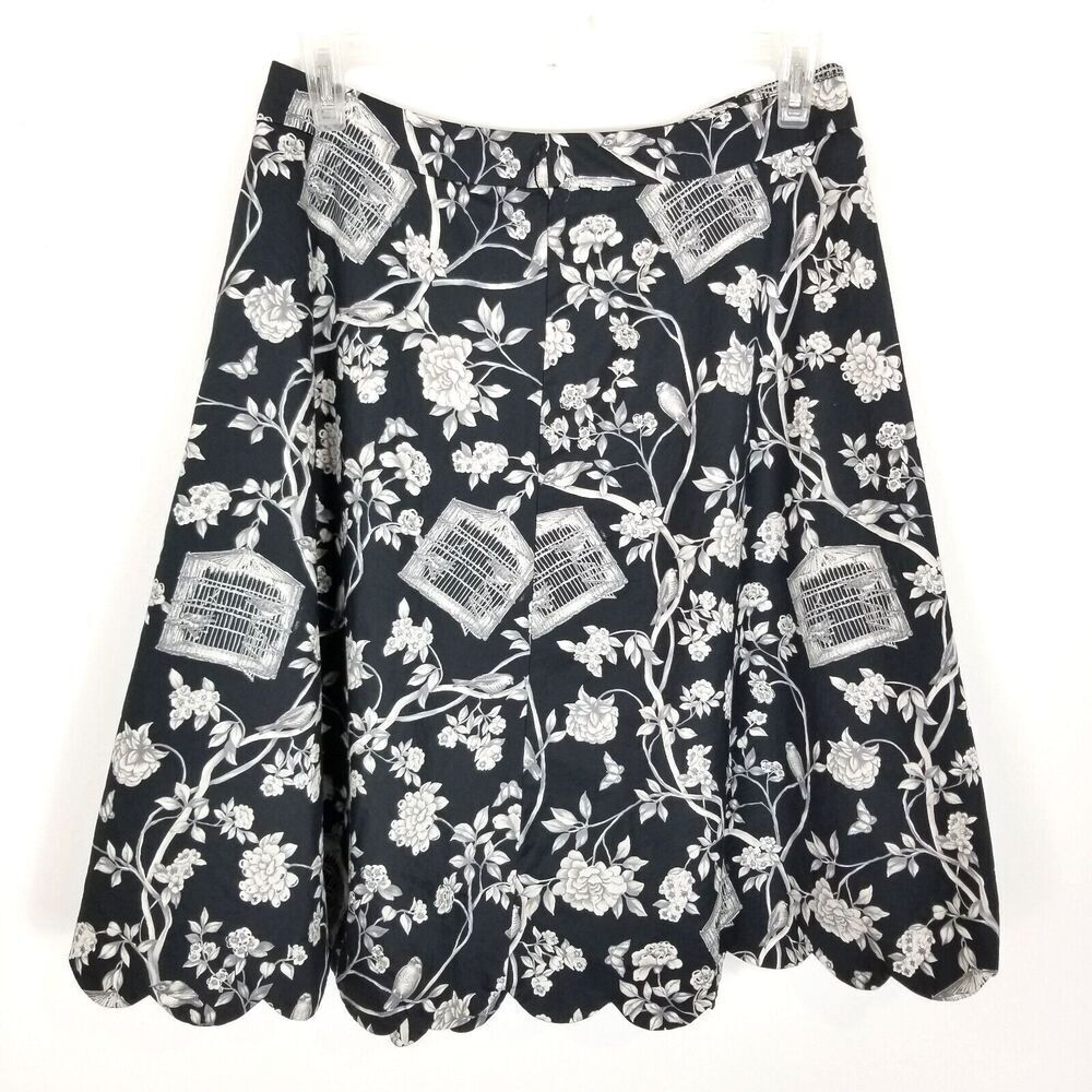 Talbots Women's Scallop Edge Birdcage Fit & Flare Skirt Sz 10 Novelty Retro